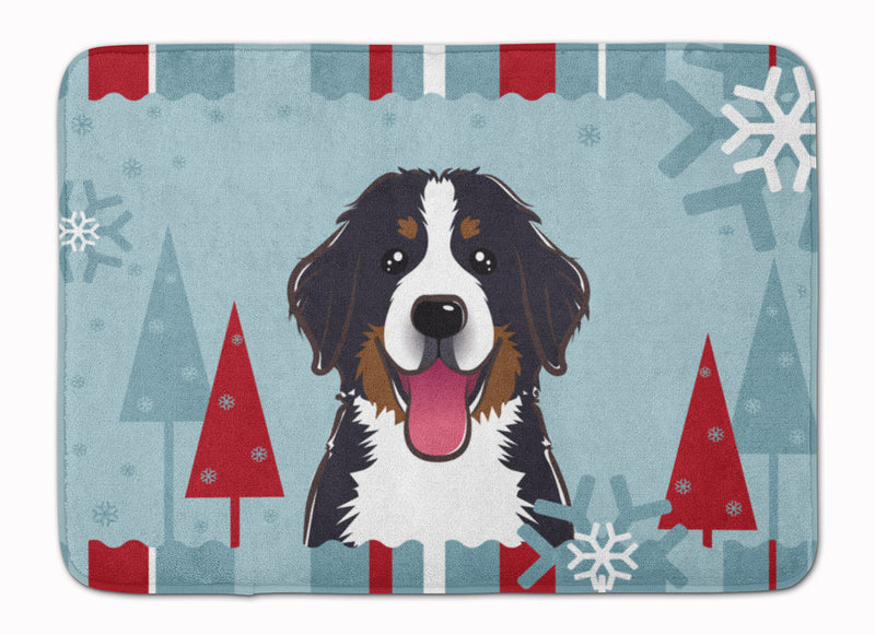 Winter Holiday Bernese Mountain Dog Machine Washable Memory Foam Mat BB1733RUG