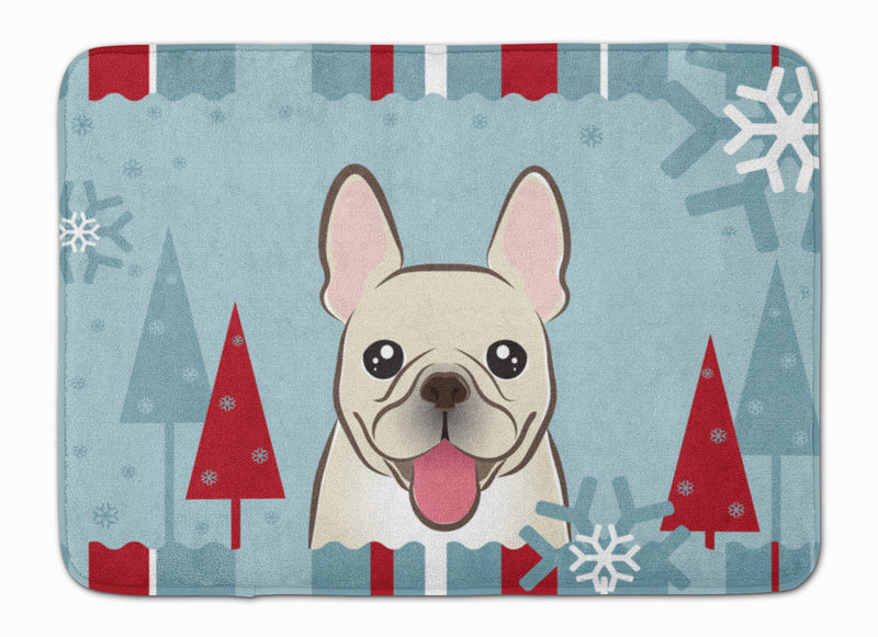 Winter Holiday French Bulldog Machine Washable Memory Foam Mat BB1734RUG