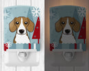 Winter Holiday Beagle Ceramic Night Light Compact, UL-Certified, Ideal for Bedroom, Bathroom, Nursery, Hallway, Kitchen, 6x4x3, Multicolor