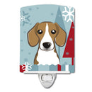 Winter Holiday Beagle Ceramic Night Light Compact, UL-Certified, Ideal for Bedroom, Bathroom, Nursery, Hallway, Kitchen, 6x4x3, Multicolor