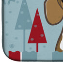 Winter Holiday Beagle Dish Drying Mat Absorbent Dish Drying Mat Pad for Kitchen Counter Dish Drainer Mat for Countertop, 14 x 21", Multicolor
