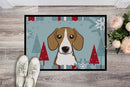 Winter Holiday Beagle Doormat Indoor Outdoor 24H X 36W Front Door Mat Rugs for Entryway, Non Slip Washable Low Pile,