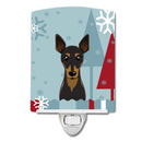 Winter Holiday Min Pin Ceramic Night Light Compact, UL-Certified, Ideal for Bedroom, Bathroom, Nursery, Hallway, Kitchen, 6x4x3, Multicolor