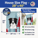 Winter Holiday Border Collie House Flag 28x40 Porch Sleeve Pole Decorative Outside Yard Banner Artwork Wall Hanging, Polyester