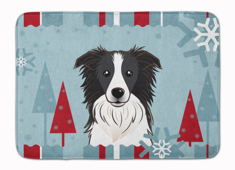 Winter Holiday Border Collie Machine Washable Memory Foam Mat BB1737RUG