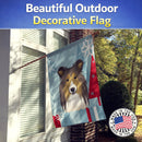 Winter Holiday Sheltie House Flag 28x40 Porch Sleeve Pole Decorative Outside Yard Banner Artwork Wall Hanging, Polyester