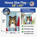 Winter Holiday Sheltie House Flag 28x40 Porch Sleeve Pole Decorative Outside Yard Banner Artwork Wall Hanging, Polyester