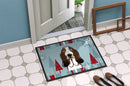 Winter Holiday Basset Hound Doormat Indoor Outdoor 24H X 36W Front Door Mat Rugs for Entryway, Non Slip Washable Low Pile,