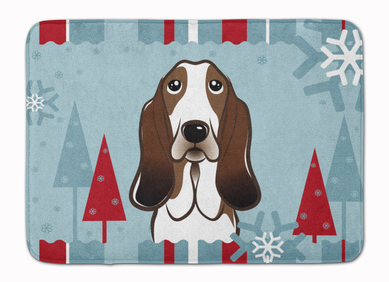 Winter Holiday Basset Hound Machine Washable Memory Foam Mat BB1739RUG