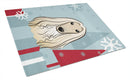 Winter Holiday Afghan Hound Cutting Board Tempered Glass Kitchen Cutting Surface, Heat Resistant Chopping, Non-Slip Feet, Food Prep & Serving