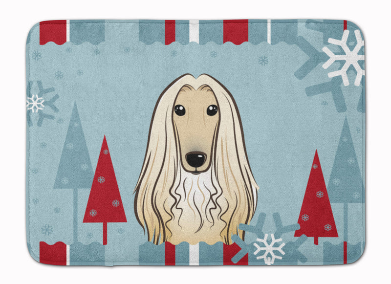 Winter Holiday Afghan Hound Machine Washable Memory Foam Mat BB1740RUG