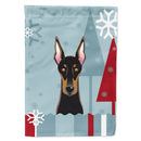 Winter Holiday Doberman House Flag 28x40 Porch Sleeve Pole Decorative Outside Yard Banner Artwork Wall Hanging, Polyester