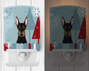 Winter Holiday Doberman Ceramic Night Light Compact, UL-Certified, Ideal for Bedroom, Bathroom, Nursery, Hallway, Kitchen, 6x4x3, Multicolor