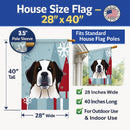 Winter Holiday Saint Bernard House Flag 28x40 Porch Sleeve Pole Decorative Outside Yard Banner Artwork Wall Hanging, Polyester