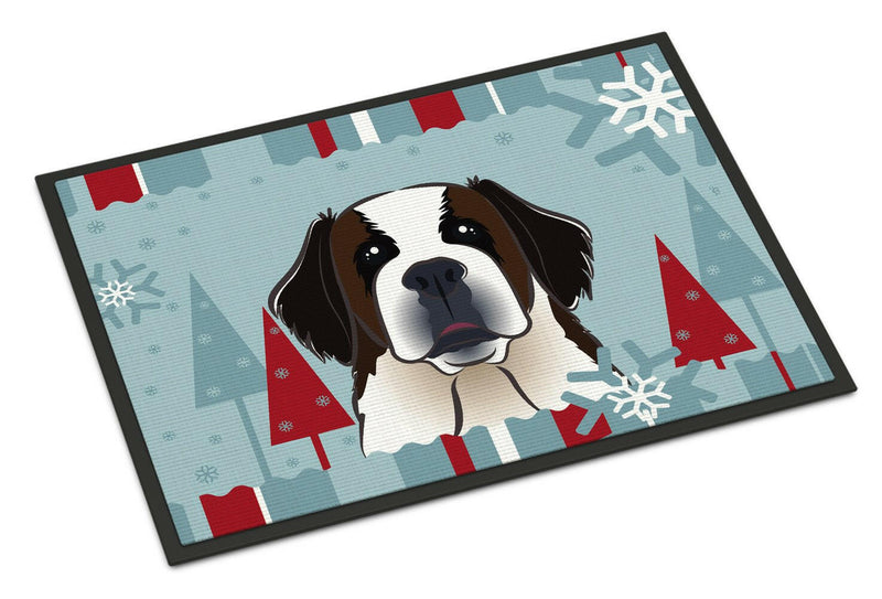 Winter Holiday Saint Bernard Indoor or Outdoor Mat 18x27 BB1742MAT