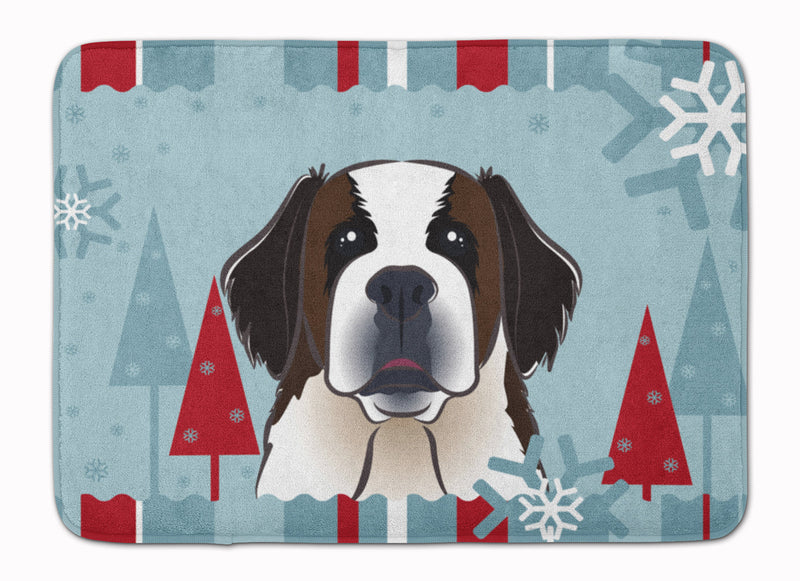 Winter Holiday Saint Bernard Machine Washable Memory Foam Mat BB1742RUG