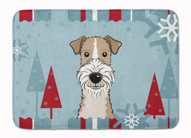 Winter Holiday Wire Haired Fox Terrier Machine Washable Memory Foam Mat BB1743RUG