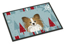 Winter Holiday Papillon Doormat Indoor Outdoor 18H X 27W Front Door Mat Rugs for Entryway, Non Slip Washable