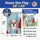 Winter Holiday Gray Silver Shih Tzu House Flag 28x40 Porch Sleeve Pole Decorative Outside Yard Banner Artwork Wall Hanging, Polyester