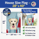 Winter Holiday Golden Retriever House Flag 28x40 Porch Sleeve Pole Decorative Outside Yard Banner Artwork Wall Hanging, Polyester