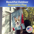 Winter Holiday Sable Corgi House Flag 28x40 Porch Sleeve Pole Decorative Outside Yard Banner Artwork Wall Hanging, Polyester