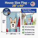Winter Holiday Sable Corgi House Flag 28x40 Porch Sleeve Pole Decorative Outside Yard Banner Artwork Wall Hanging, Polyester