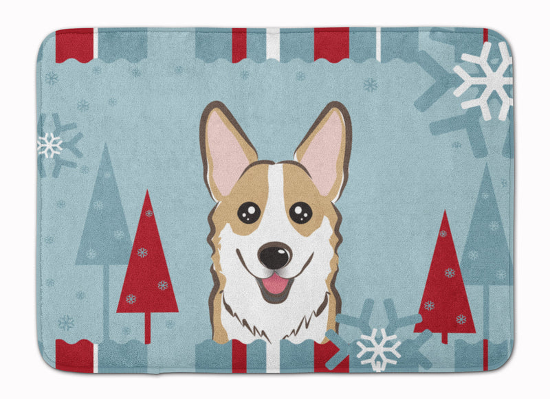 Winter Holiday Sable Corgi Machine Washable Memory Foam Mat BB1749RUG