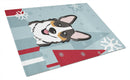 Winter Holiday Tricolor Corgi Cutting Board Tempered Glass Kitchen Cutting Surface, Heat Resistant Chopping, Non-Slip Feet, Food Prep & Serving