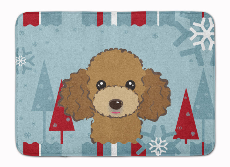 Winter Holiday Chocolate Brown Poodle Machine Washable Memory Foam Mat BB1752RUG