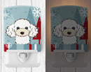 Winter Holiday White Poodle Ceramic Night Light Compact, UL-Certified, Ideal for Bedroom, Bathroom, Nursery, Hallway, Kitchen, 6x4x3, Multicolor