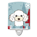 Winter Holiday White Poodle Ceramic Night Light Compact, UL-Certified, Ideal for Bedroom, Bathroom, Nursery, Hallway, Kitchen, 6x4x3, Multicolor
