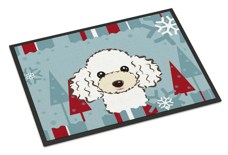 Winter Holiday White Poodle Indoor or Outdoor Mat 18x27 BB1753MAT