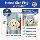 Winter Holiday Buff Poodle House Flag 28x40 Porch Sleeve Pole Decorative Outside Yard Banner Artwork Wall Hanging, Polyester