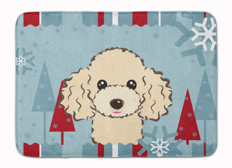 Winter Holiday Buff Poodle Machine Washable Memory Foam Mat BB1754RUG