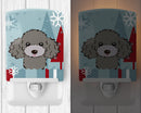 Winter Holiday Silver Gray Poodle Ceramic Night Light Compact, UL-Certified, Ideal for Bedroom, Bathroom, Nursery, Hallway, Kitchen, 6x4x3, Multicolor