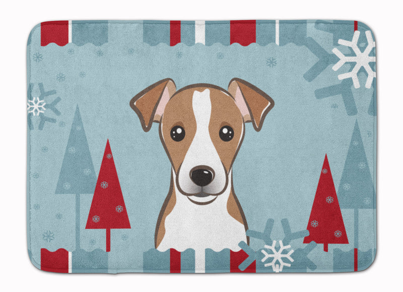 Winter Holiday Jack Russell Terrier Machine Washable Memory Foam Mat BB1756RUG