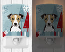 Winter Holiday Jack Russell Terrier Ceramic Night Light Compact, UL-Certified, Ideal for Bedroom, Bathroom, Nursery, Hallway, Kitchen, 6x4x3, Multicolor