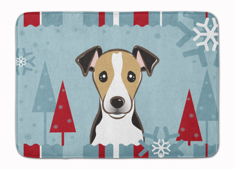 Winter Holiday Jack Russell Terrier Machine Washable Memory Foam Mat BB1757RUG