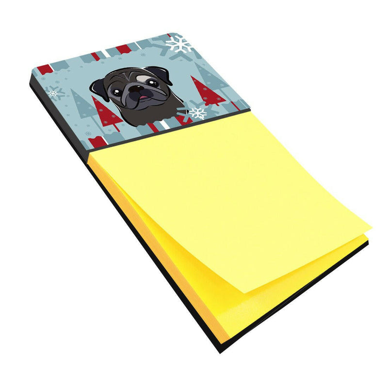 Winter Holiday Black Pug Sticky Note Holder BB1759SN