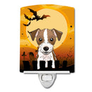 Halloween Jack Russell Terrier Ceramic Night Light Compact, UL-Certified, Ideal for Bedroom, Bathroom, Nursery, Hallway, Kitchen, 6x4x3, Multicolor