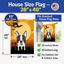 Halloween Boston Terrier House Flag 28x40 Porch Sleeve Pole Decorative Outside Yard Banner Artwork Wall Hanging, Polyester