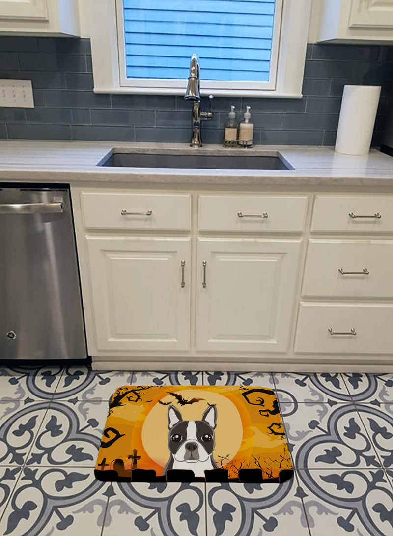 Halloween Boston Terrier Machine Washable Memory Foam Mat BB1761RUG