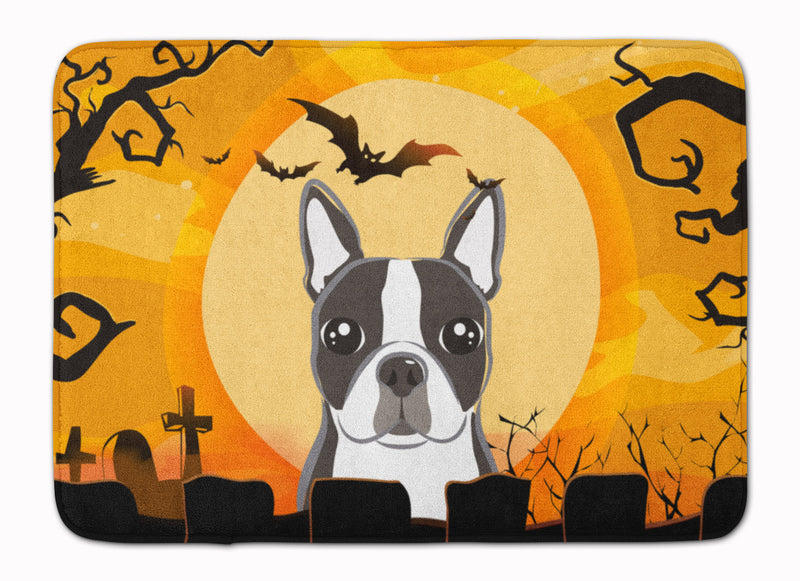 Halloween Boston Terrier Machine Washable Memory Foam Mat BB1761RUG