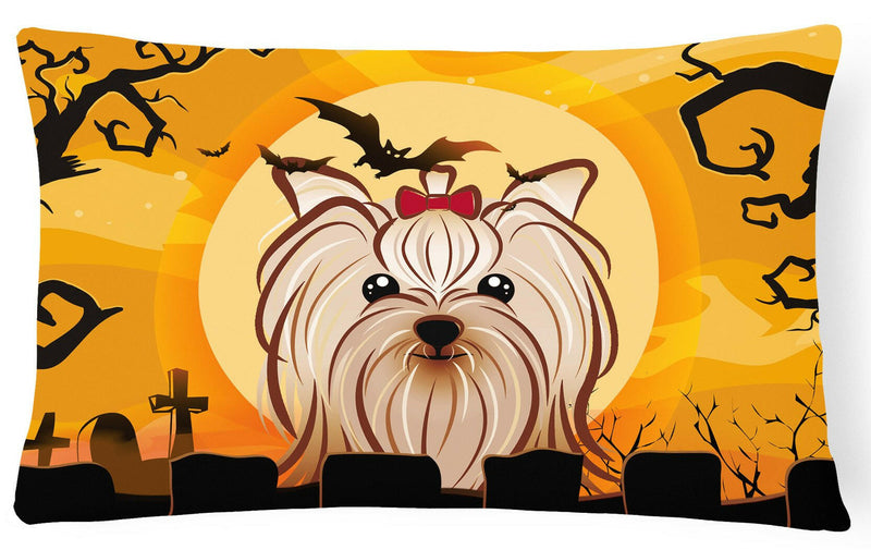 Halloween Yorkie Yorkshire Terrier Fabric Decorative Pillow BB1762PW1216