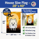 Halloween Pomeranian House Flag 28x40 Porch Sleeve Pole Decorative Outside Yard Banner Artwork Wall Hanging, Polyester