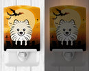 Halloween Pomeranian Ceramic Night Light Compact, UL-Certified, Ideal for Bedroom, Bathroom, Nursery, Hallway, Kitchen, 6x4x3, Multicolor