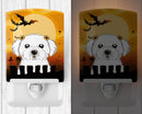 Halloween Maltese Ceramic Night Light Compact, UL-Certified, Ideal for Bedroom, Bathroom, Nursery, Hallway, Kitchen, 6x4x3, Multicolor
