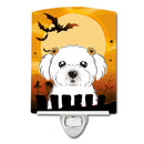 Halloween Maltese Ceramic Night Light Compact, UL-Certified, Ideal for Bedroom, Bathroom, Nursery, Hallway, Kitchen, 6x4x3, Multicolor