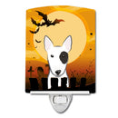 Halloween Bull Terrier Ceramic Night Light Compact, UL-Certified, Ideal for Bedroom, Bathroom, Nursery, Hallway, Kitchen, 6x4x3, Multicolor