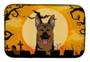 Halloween German Shepherd Dish Drying Mat Absorbent Dish Drying Mat Pad for Kitchen Counter Dish Drainer Mat for Countertop, 14 x 21", Multicolor